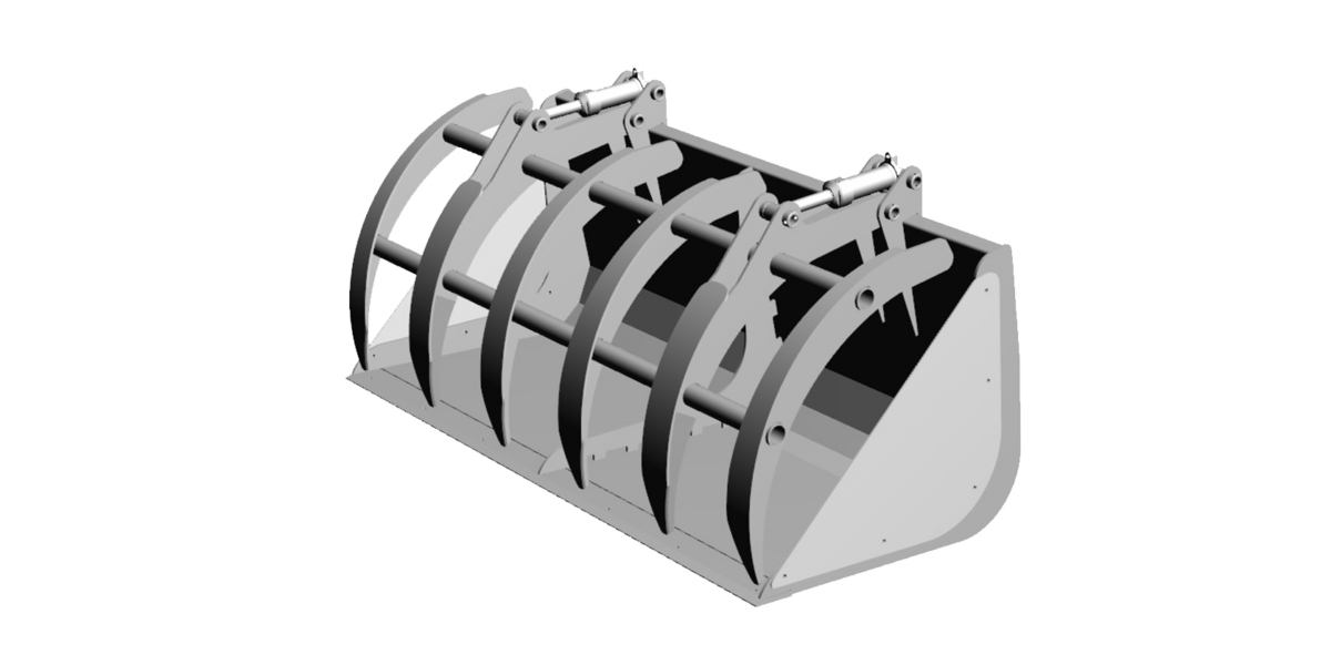 Afval schepbak met klem 2000l